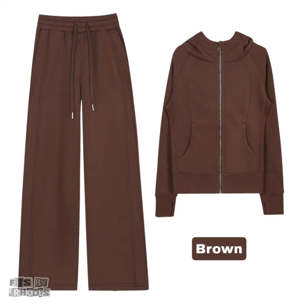 Scuba Full-Zip Hoodie set Small/2 / Brown
