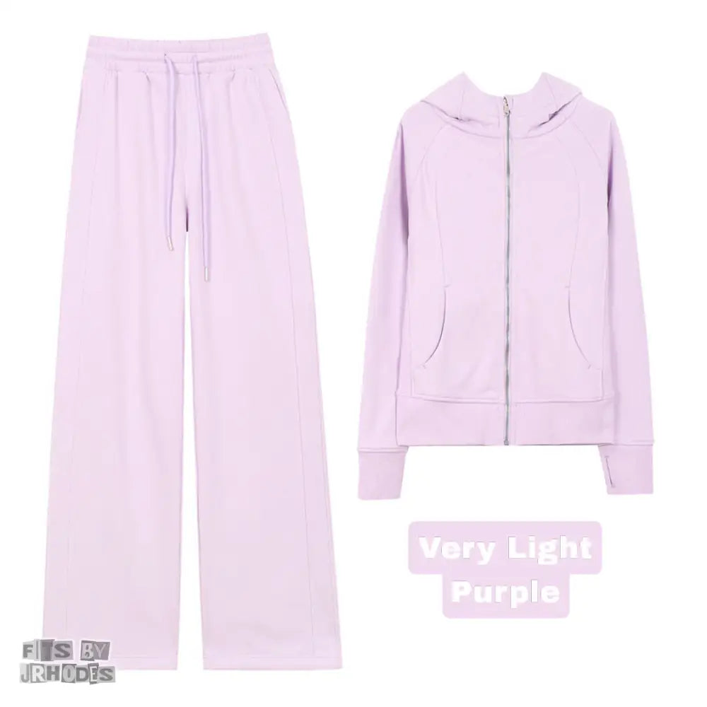 Scuba Full-Zip Hoodie set Small/2 / Very Light Purple