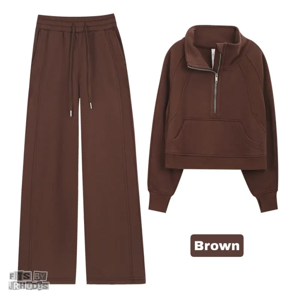 Scuba Funnel-Neck Halfzip set Small/2 / Brown