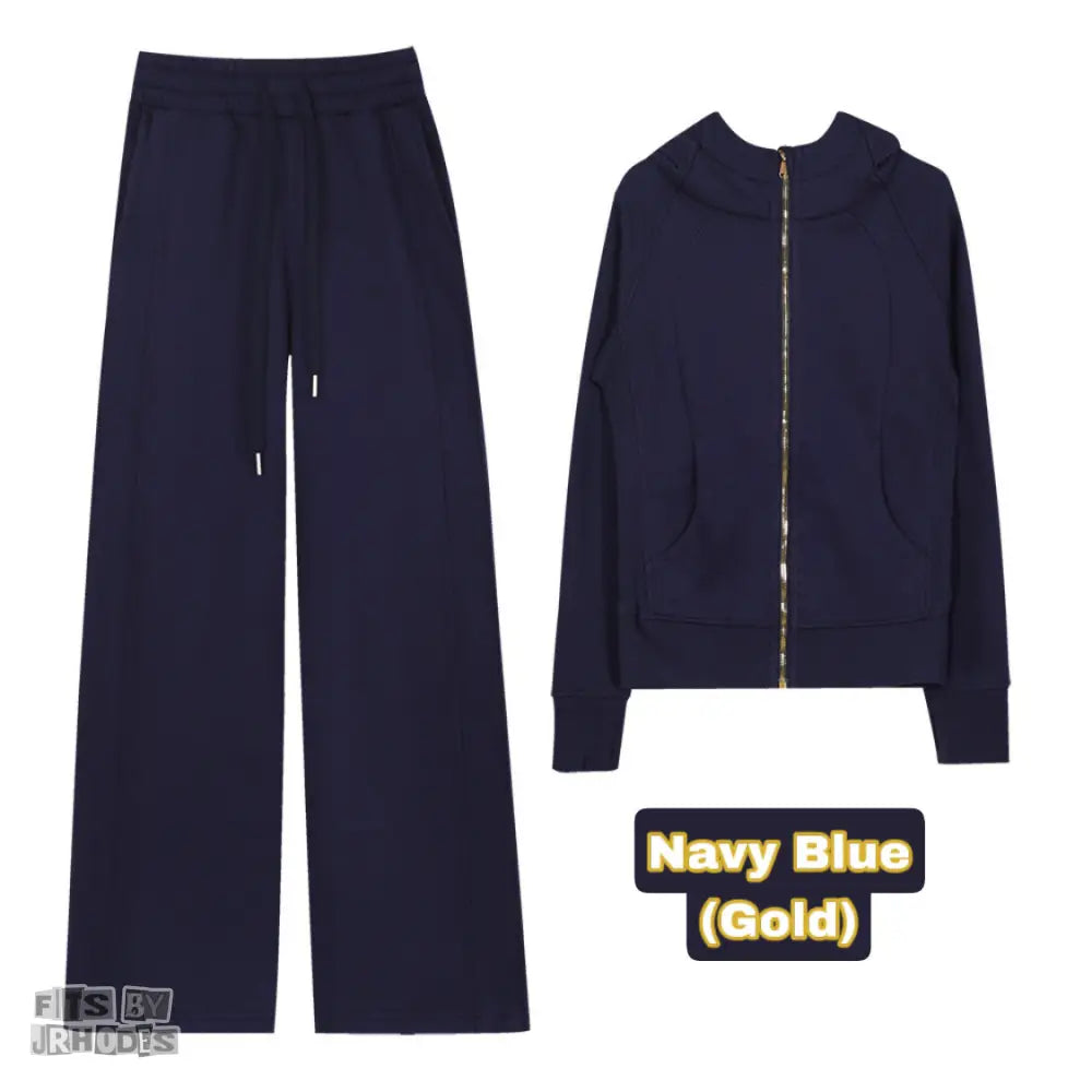 Scuba (GOLD) Full-Zip Hoodie set Small/2 / Navy Blue