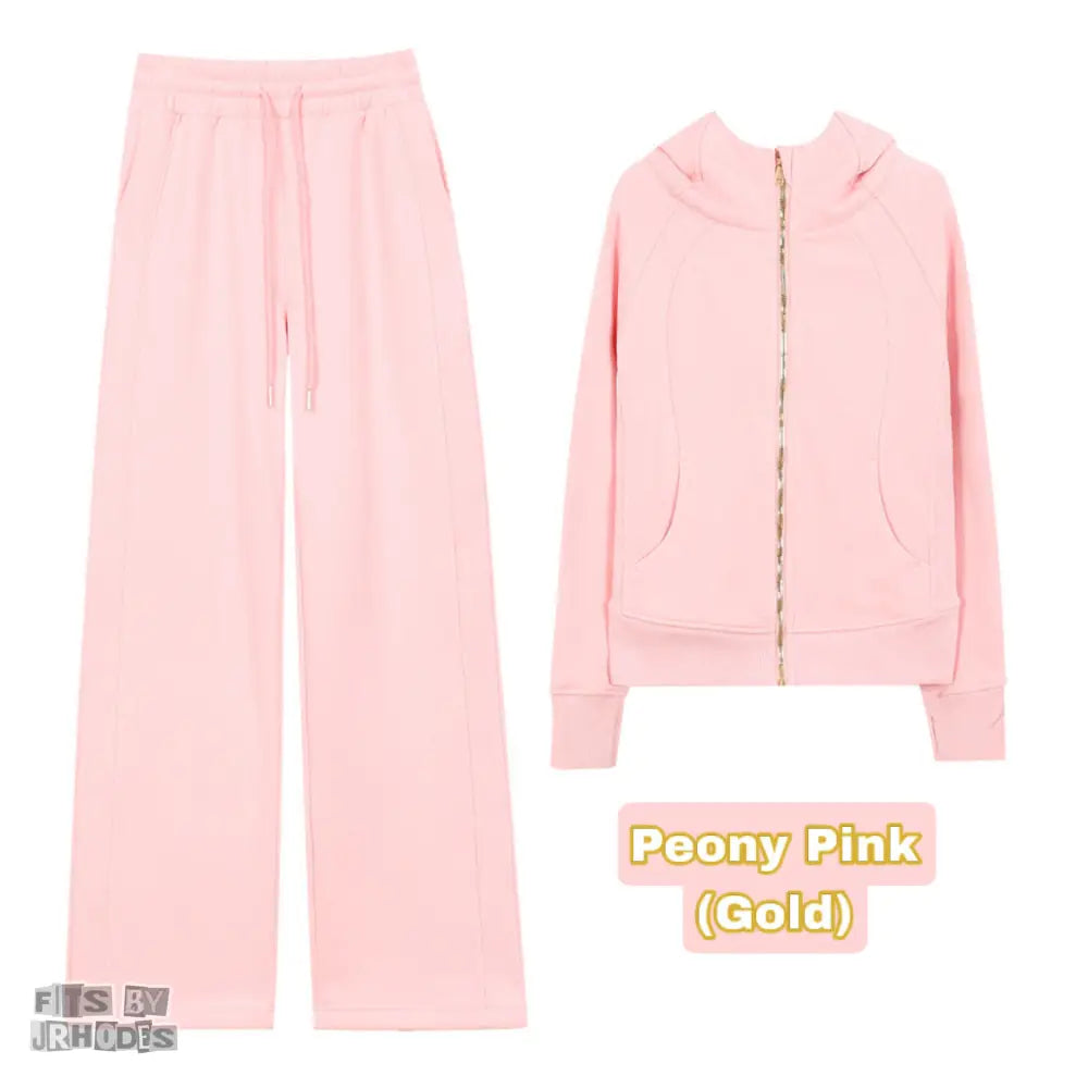 Scuba (GOLD) Full-Zip Hoodie set Small/2 / Peony Pink
