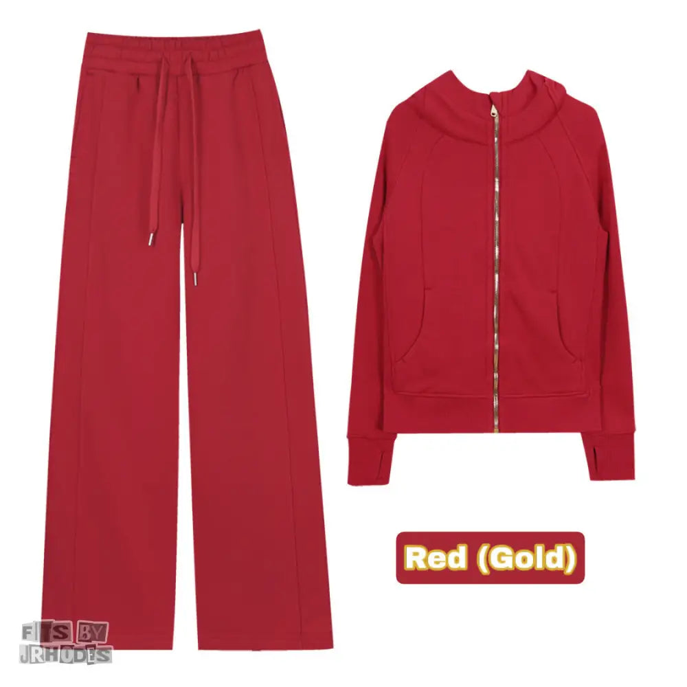 Scuba (GOLD) Full-Zip Hoodie set Small/2 / Red