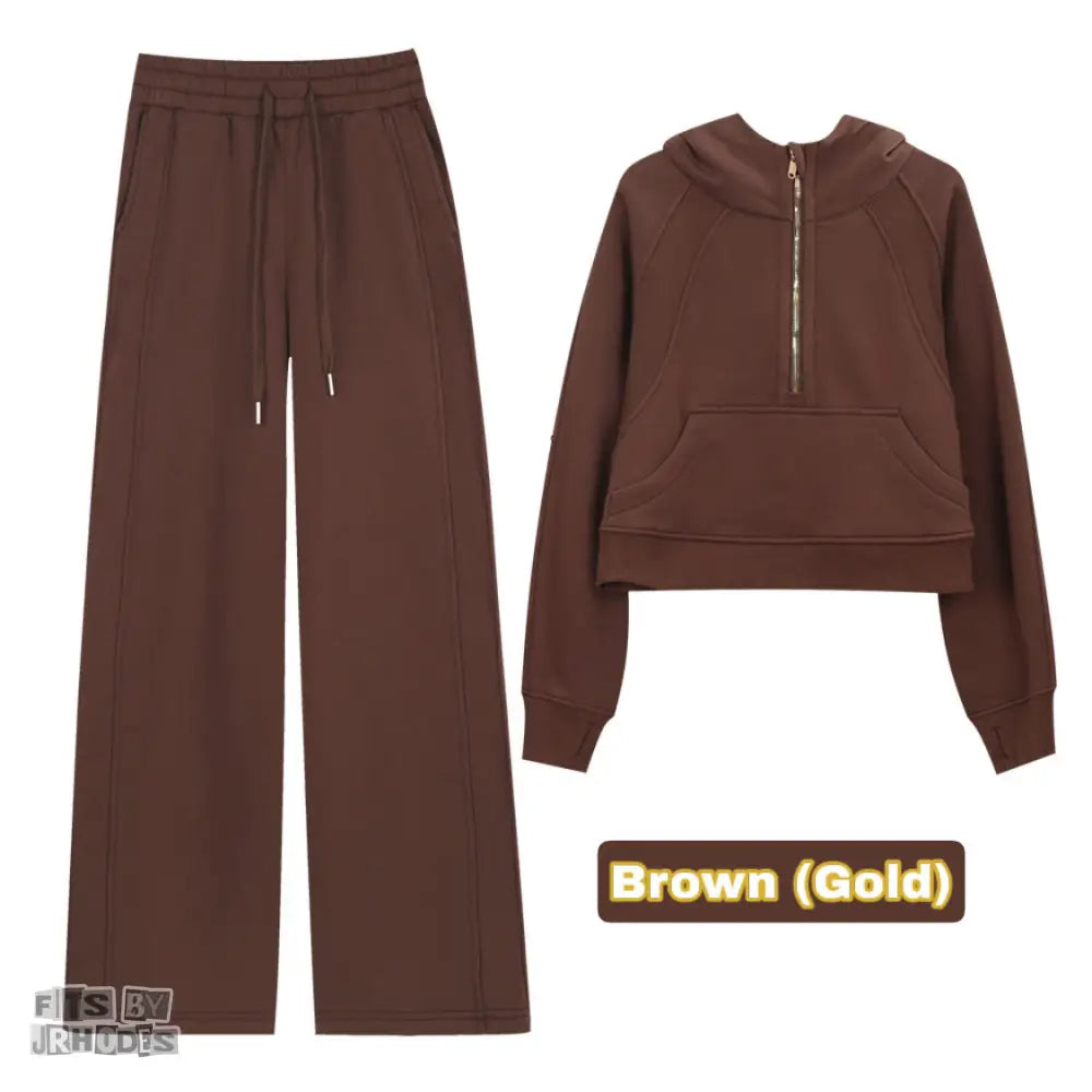 Scuba (GOLD) Half-Zip Hoodie set Small/2 / Brown