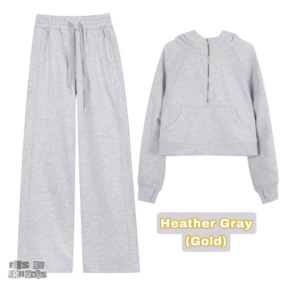 Scuba (GOLD) Half-Zip Hoodie set Small/2 / Heather Gray