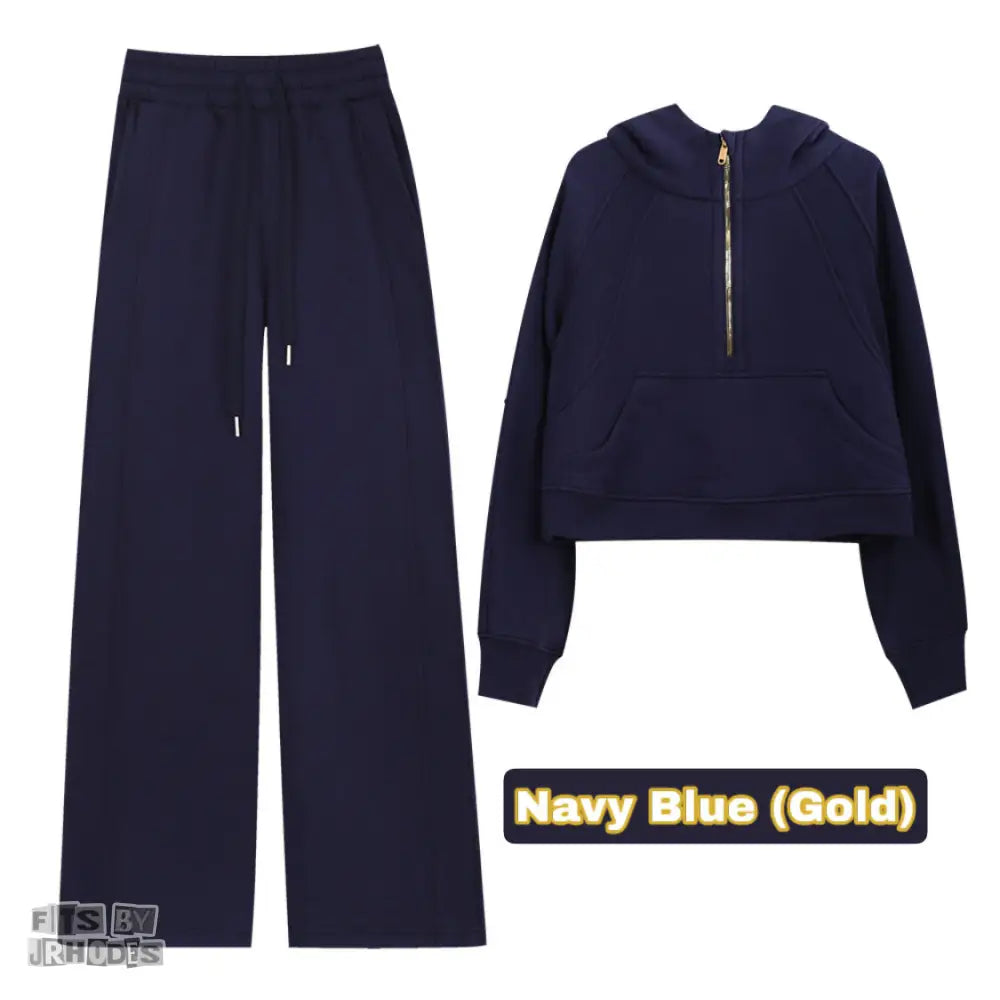 Scuba (GOLD) Half-Zip Hoodie set Small/2 / Navy Blue