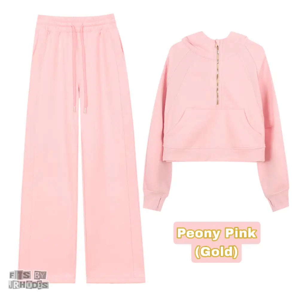 Scuba (GOLD) Half-Zip Hoodie set Small/2 / Peony Pink