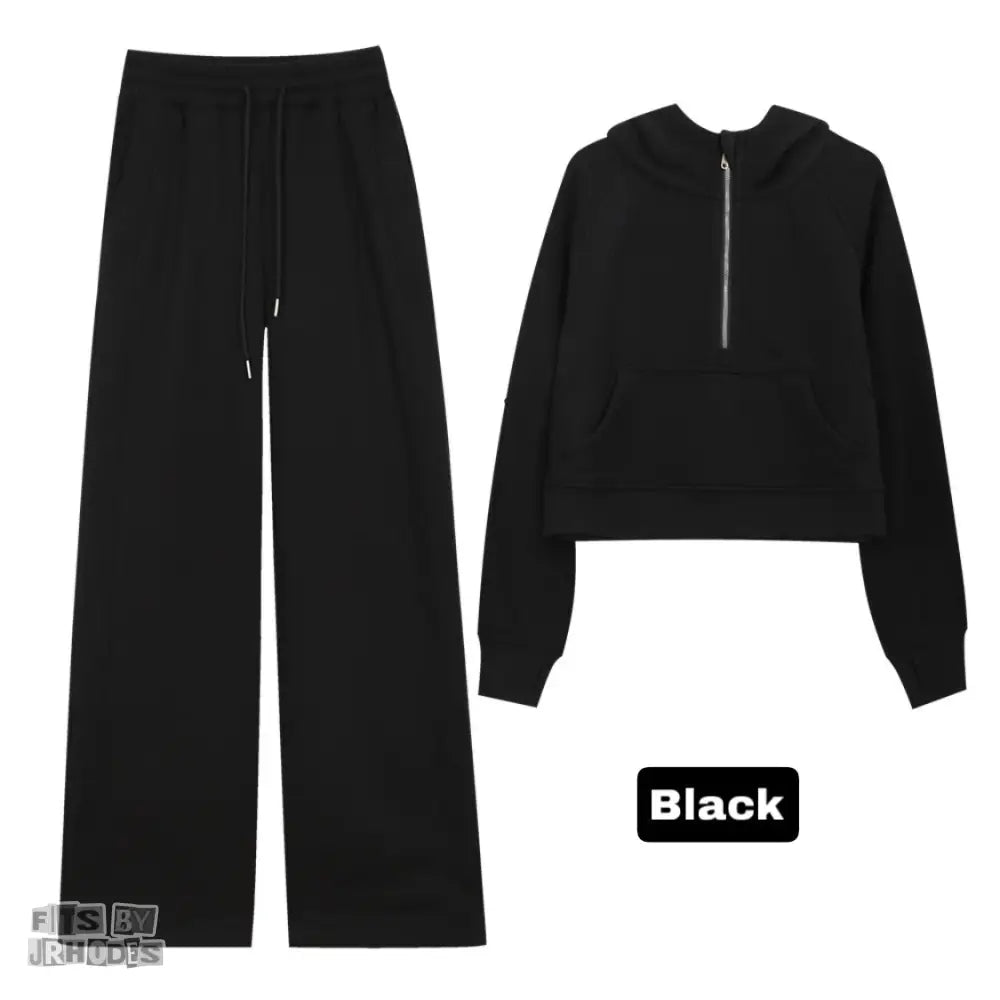 Scuba Half-Zip Hoodie set Small/2 / Black