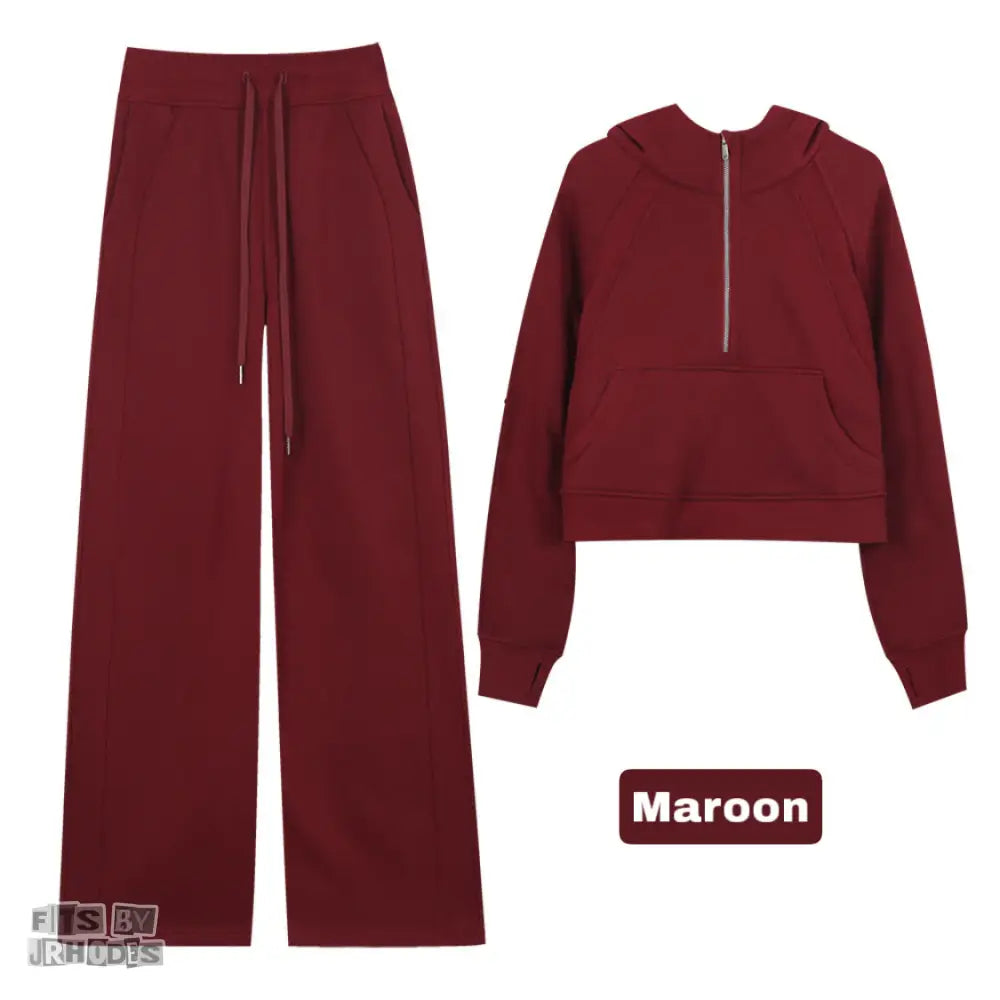 Scuba Half-Zip Hoodie set Small/2 / Maroon