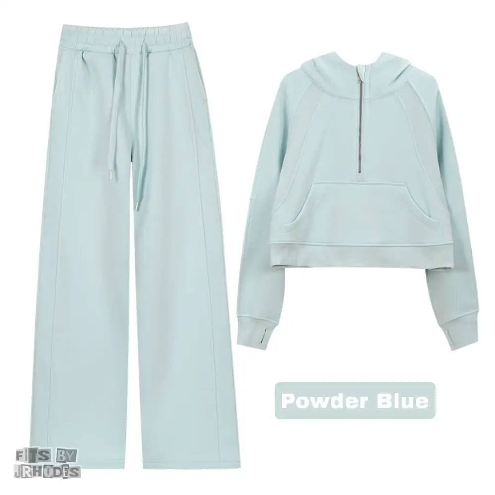 Scuba Half-Zip Hoodie set Small/2 / Powder Blue