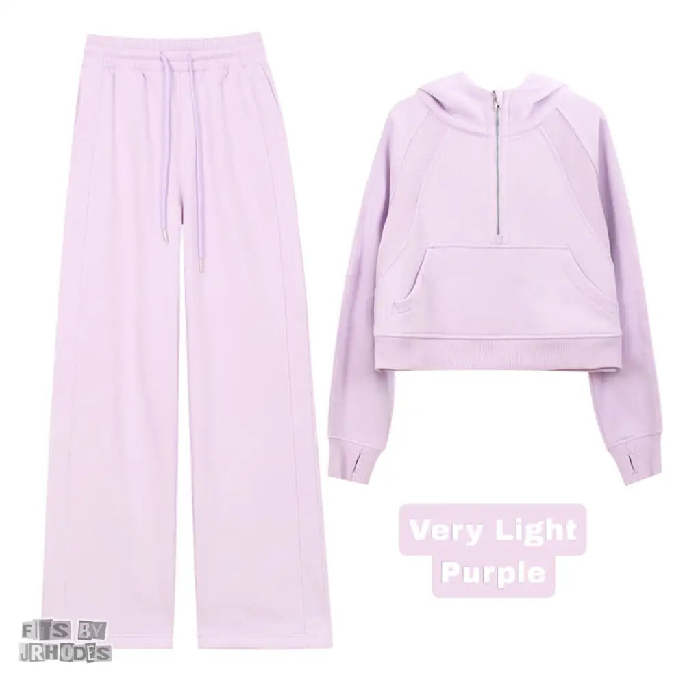 Scuba Half-Zip Hoodie set Small/2 / Very Light Purple
