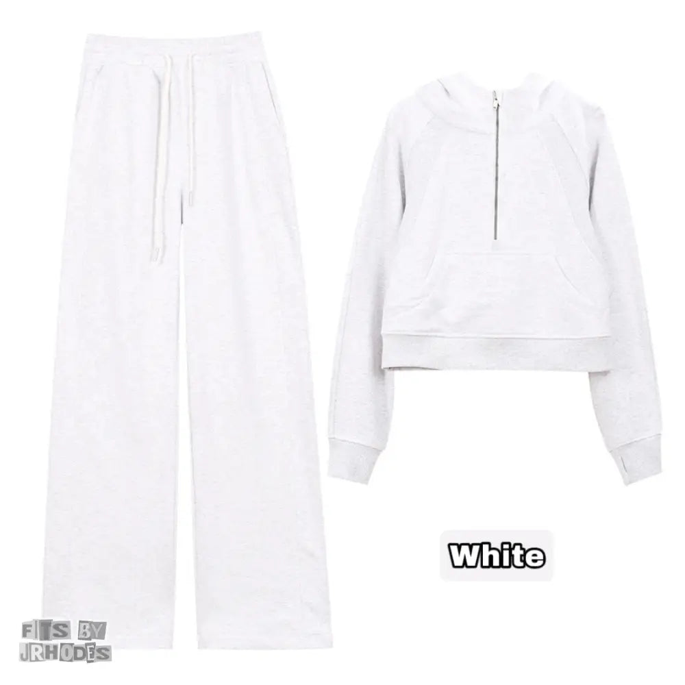 Scuba Half-Zip Hoodie set Small/2 / White